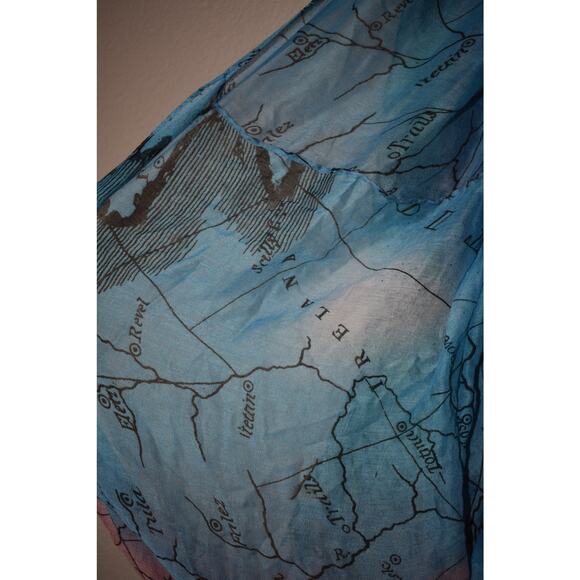 Ombre Travel Map Blue Pink Infinity Scarf - Picture 3 of 3